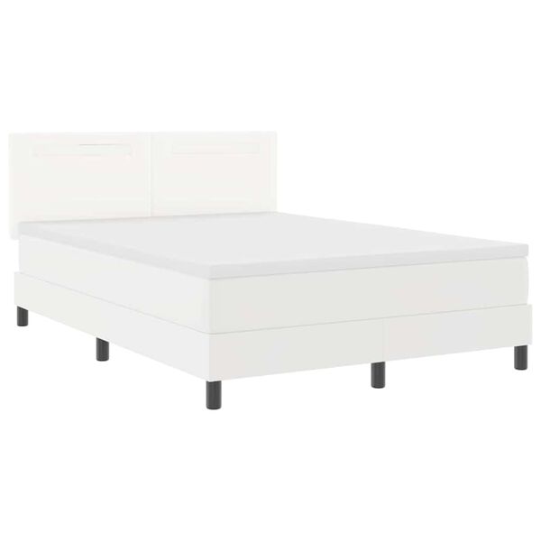 vidaXL Cama Box com colch&atilde;o Branco 140 x 190 cm Couro sint&eacute;tico