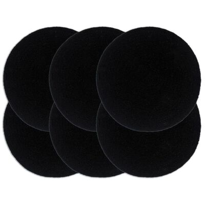 vidaXL Individuais de mesa 6 pcs em algodão liso 38 cm redondo preto
