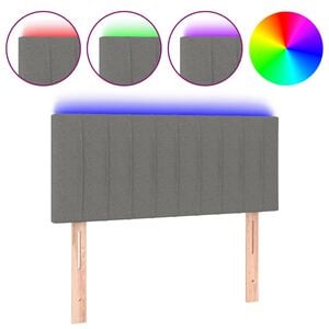vidaXL Cabeceira de cama c/ luzes LED tecido 80x5x78/88cm cinza-escuro
