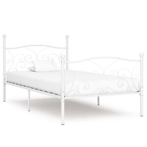 vidaXL Estrutura de cama com estrado de ripas 90x200 cm metal branco