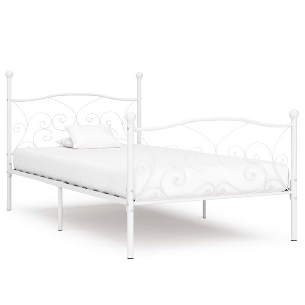 vidaXL Estrutura de cama com estrado de ripas 90x200 cm metal branco