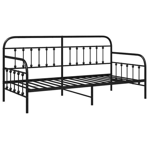 vidaXL Estrutura de cama de dia com cabeceira Preto 107 x 203 cm Aço