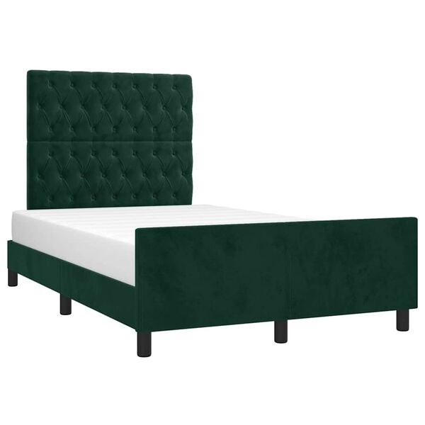 vidaXL Estrutura de cama sem colch&atilde;o 120x200 cm veludo verde-escuro