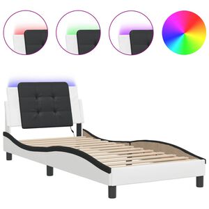 vidaXL Estrutura de cama com LED sem colch&atilde;o Zadar 90x190 cm branco/preto