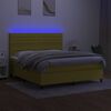 vidaXL Cama box spring c/ colch&atilde;o e LED 180x200 cm tecido verde