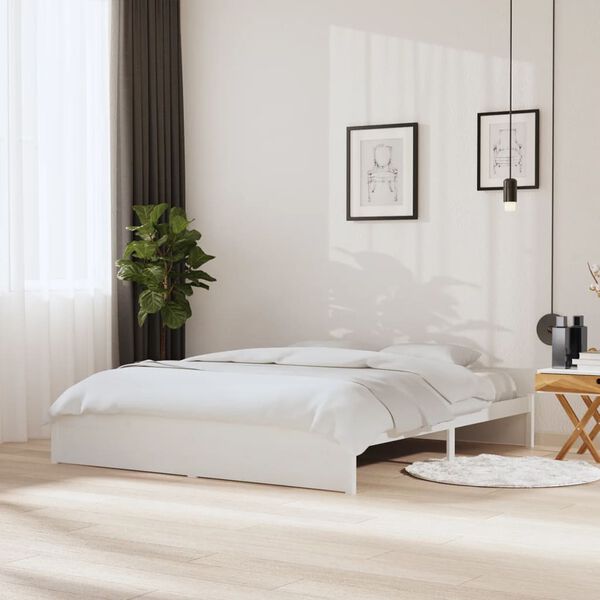 vidaXL Estrutura de cama super king pinho maci&ccedil;o 180x200 cm branco