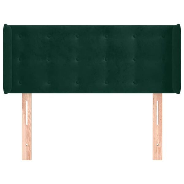 vidaXL Cabeceira de cama c/ abas veludo 93x16x78/88 cm verde-escuro