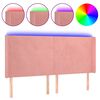 vidaXL Cabeceira de cama c/ luzes LED veludo 163x16x118/128 cm rosa