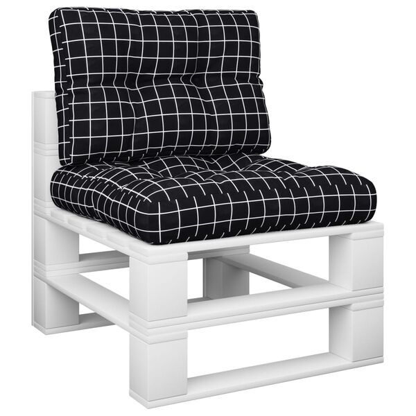 vidaXL Almofadões para paletes 2 pcs tecido xadrez preto