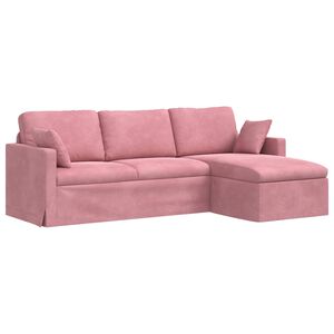vidaXL Sof&aacute; Rosa 228 x 134 x 80 cm Veludo