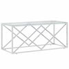 vidaXL Mesa de centro 110x45x45 cm a&ccedil;o inoxid&aacute;vel e vidro