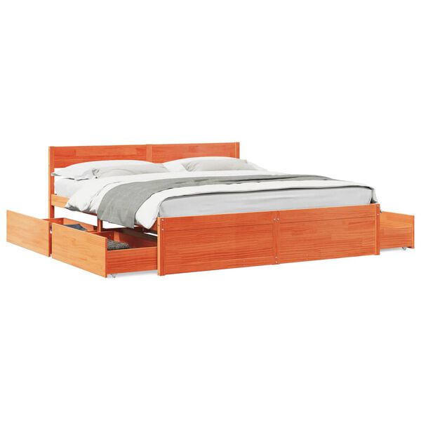 vidaXL Cama sem colch&atilde;o 200x200 cm pinho maci&ccedil;o castanho-mel