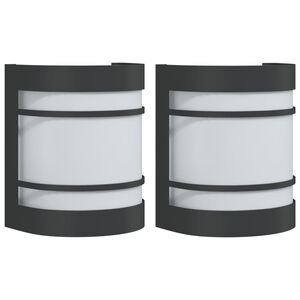 vidaXL Candeeiros de parede p/ exterior 2 pcs a&ccedil;o inoxid&aacute;vel preto