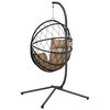 vidaXL Cadeira em forma de ovo suspensa c/ suporte vime/a&ccedil;o antracite