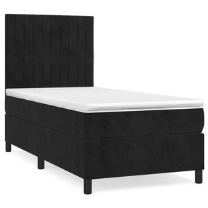 vidaXL Cama com molas/colch&atilde;o 100x200 cm veludo preto