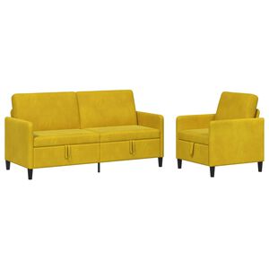 vidaXL Conjunto de Sof&aacute; com Armazenamento 2 unid. Amarelo Poli&eacute;ster