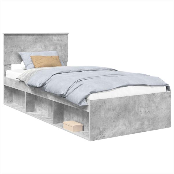 vidaXL Estrutura da Cama com cabeceira Cinza Concreto 100 x 200 cm