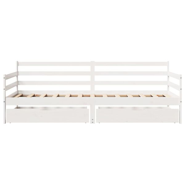 vidaXL Sof&aacute;-cama c/ gavetas 90x200cm madeira de pinho maci&ccedil;a branco