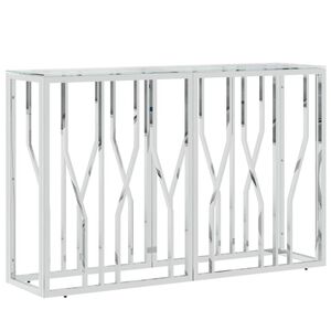vidaXL Mesa consola 110x30x70 cm a&ccedil;o inoxid&aacute;vel e vidro