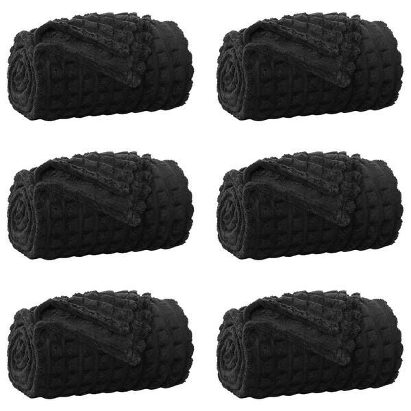 vidaXL Cobertores de Sof&aacute; 6 pcs Preto 150 x 130 cm L&atilde;