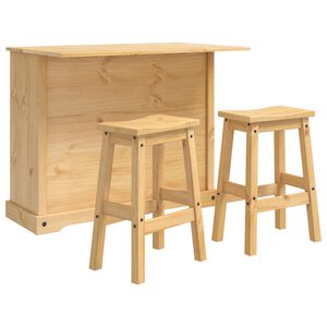 vidaXL Conjunto de Ilha de Cozinha 3 unid. Cera de Mel Pinho Maci&ccedil;o