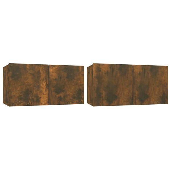 vidaXL M&oacute;veis de TV para parede 2 pcs 60x30x30 cm carvalho fumado