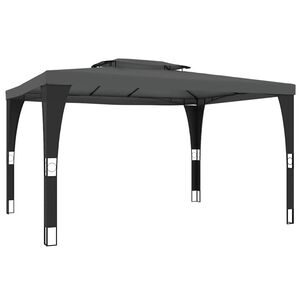 VidaXL Gazebo com telhado duplo 3,98x2,98 m a&ccedil;o antracite