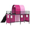 vidaXL Cama loft para crian&ccedil;as Preto e Rosa 99,5 x 190 cm Metal