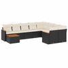 vidaXL 10 pcs conjunto sof&aacute;s de jardim c/ almofad&otilde;es vime PE preto