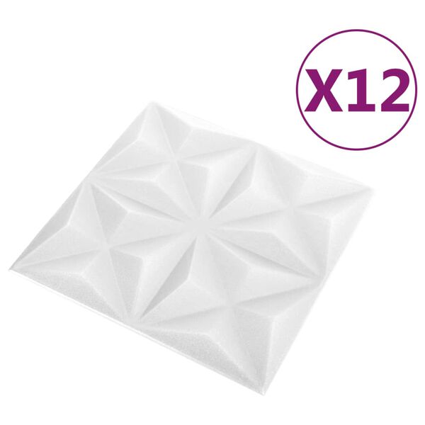 vidaXL Painéis de parede 3D 12 pcs 50x50 cm 3 m² origami branco