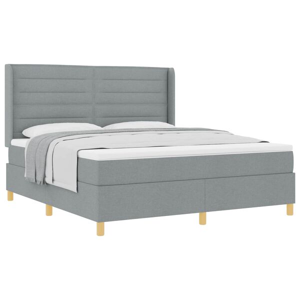 vidaXL Cama Box com colch&atilde;o Cinzento-claro 180 x 200 cm tecido