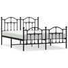 vidaXL Estrutura de cama com cabeceira e p&eacute;s 140x200 cm metal preto
