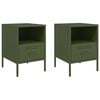 vidaXL Mesas de cabeceira 2 pcs 36x39x50,5 cm a&ccedil;o verde azeitona