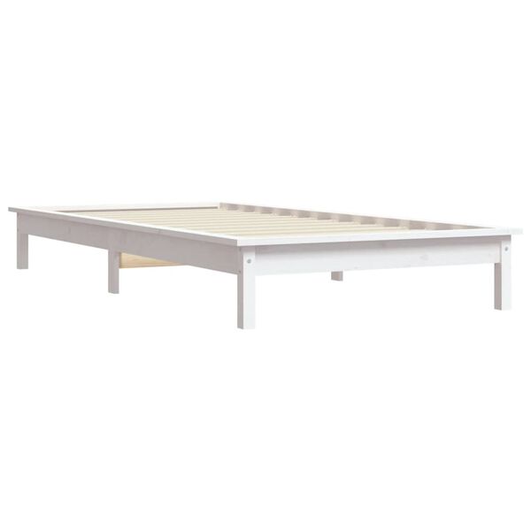 vidaXL Estrutura de cama 90x200 cm pinho maci&ccedil;o branco