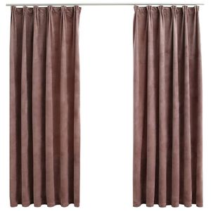 vidaXL Cortinas blackout c/ ganchos 2 pcs 140x175cm veludo rosa antigo
