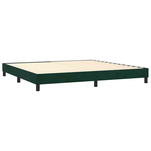 vidaXL Cama com molas/colch&atilde;o 200x200 cm veludo verde-escuro