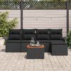 vidaXL Conjunto de Sof&aacute; de Jardim com almofada 6 pcs Preto vime PE