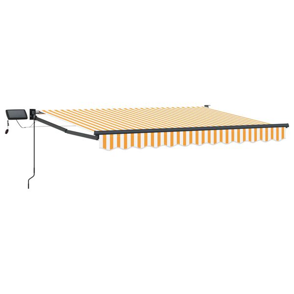 vidaXL Toldo retr&aacute;til manual com LEDs Laranja e Branco 3,5 x 2,5 m