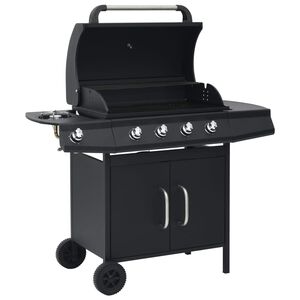 vidaXL Grelhador/barbecue a g&aacute;s 4+1 zonas de cozinhar preto