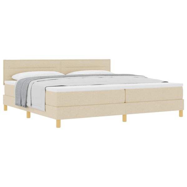 vidaXL Cama Box com colch&atilde;o com cabeceira Creme 200 x 200 cm tecido
