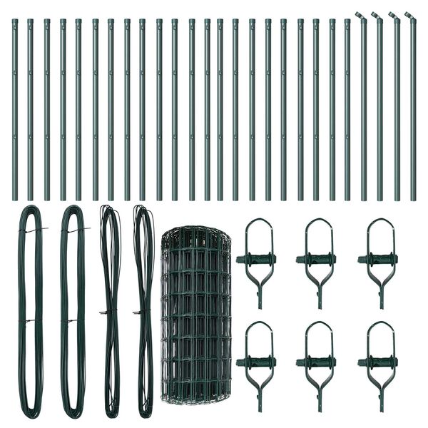 vidaXL Cerca com Poste Verde 0,6 x 50 m A&ccedil;o e PVC