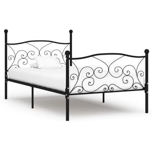 vidaXL Estrutura de cama com estrado de ripas 90x200 cm metal preto