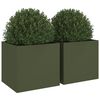 vidaXL Vasos/floreiras 2 pcs 49x47x46 cm a&ccedil;o verde azeitona