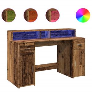 vidaXL Secret&aacute;ria com luzes LED derivados de madeira madeira velha