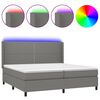 vidaXL Cama box spring c/ colch&atilde;o e LED 200x200 cm tecido cinza-escuro