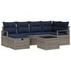 vidaXL Conjunto de Sof&aacute;s 7 unid. Cinza e Azul Marinho vime PE