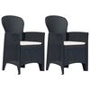 vidaXL Cadeiras jardim + almofad&atilde;o 2pcs pl&aacute;stico antracite aspeto vime
