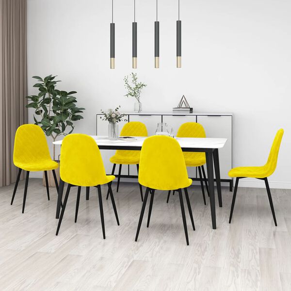 vidaXL Cadeiras de jantar 6 pcs veludo amarelo mostarda