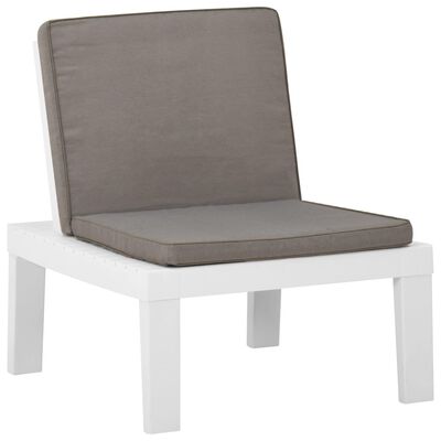 vidaXL Cadeira lounge de jardim com almofadão plástico branco