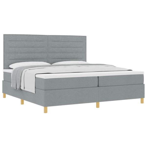 vidaXL Cama Box com colch&atilde;o Cinzento-claro 200 x 200 cm tecido